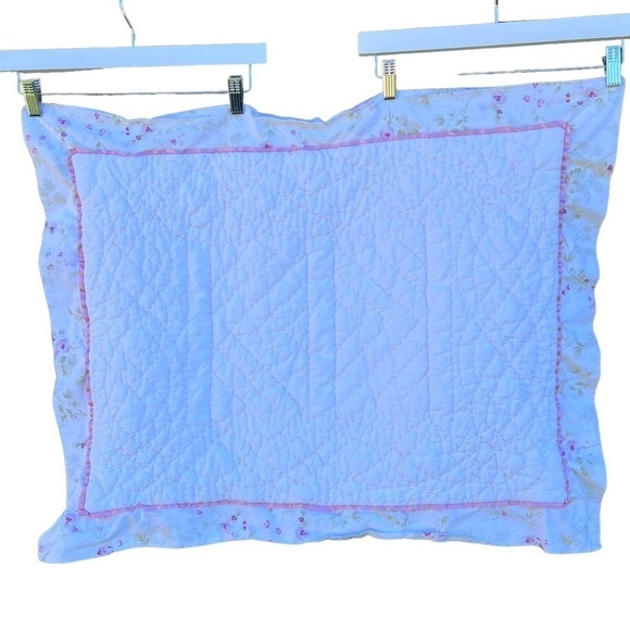 Simply Shabby Chic Cherry Blossom Quilted Pillow Sham Standard Size Satin Trim - Picture 1 of 11